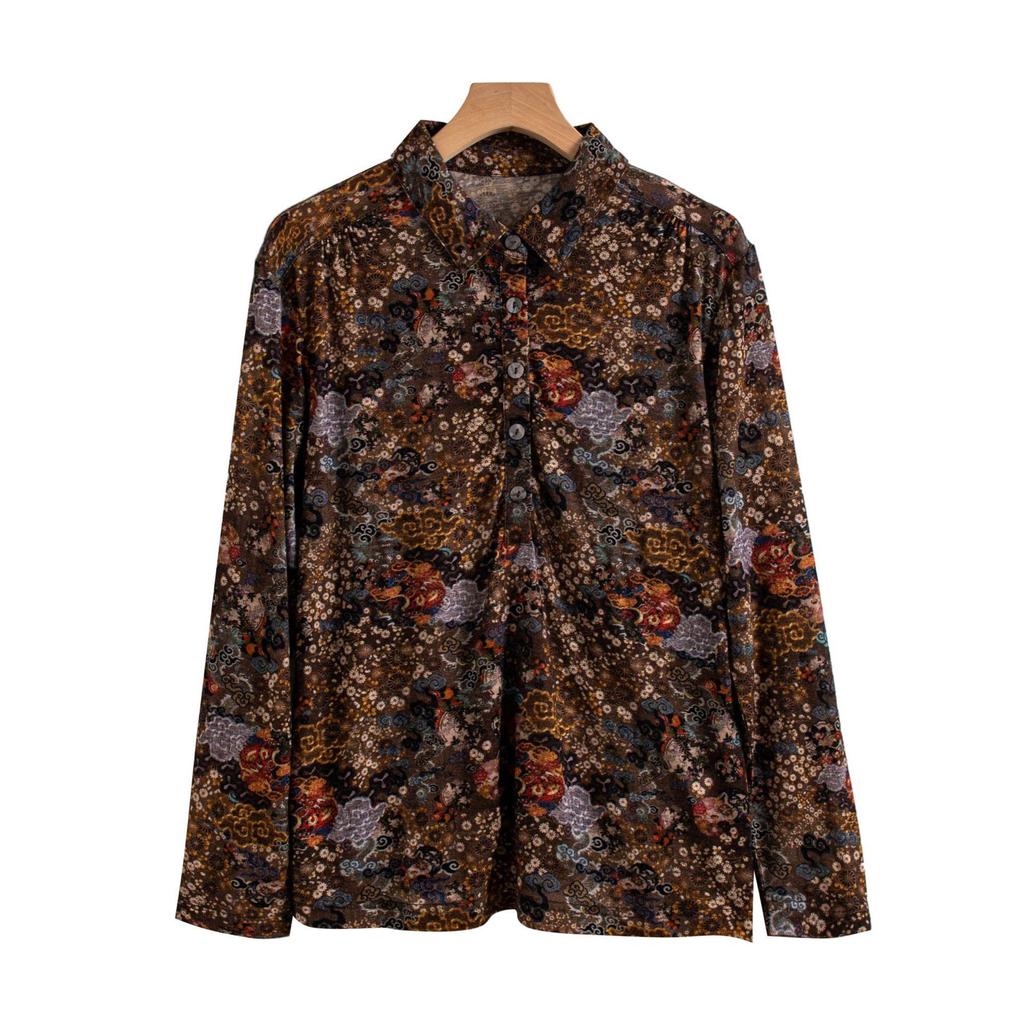 Women's Autumn/Winter Long Sleeve Merino Wool T-Shirt with Collar
