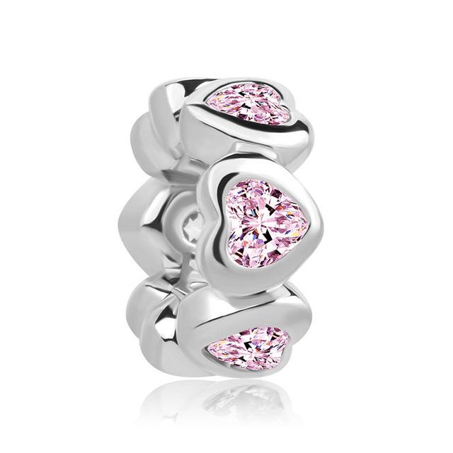 European New 925 Sterling Silver Pink Series Dog Paw Heart Enamel Fashion Beads Fit Original Bracelet For Women Jewelry Making