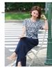 Mother's Summer Outfit: Elegant Short-Sleeve T-Shirt & Wide-Leg Pants Set for Mature Women