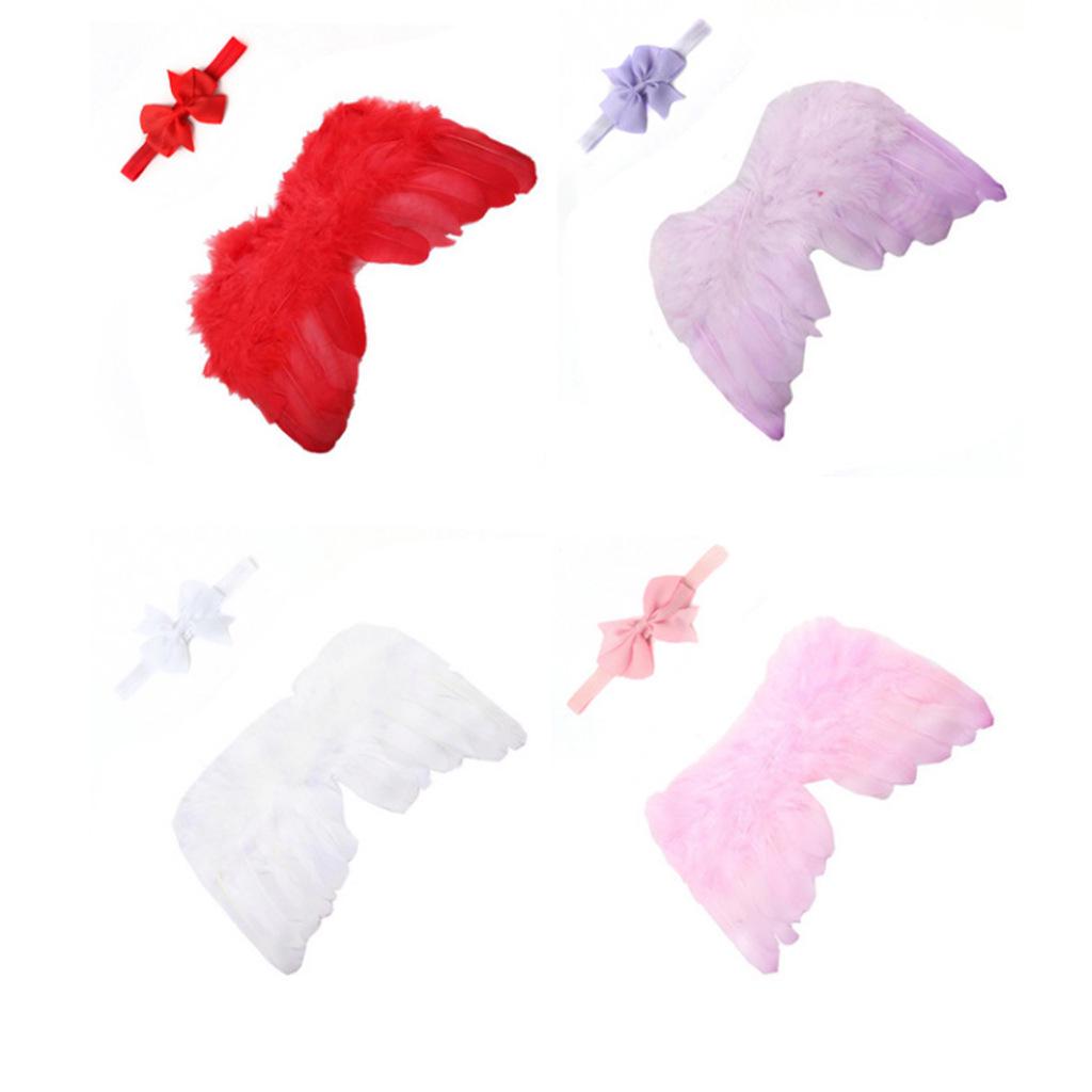 Angel Wings & Bow Headband Set for Baby Photography
