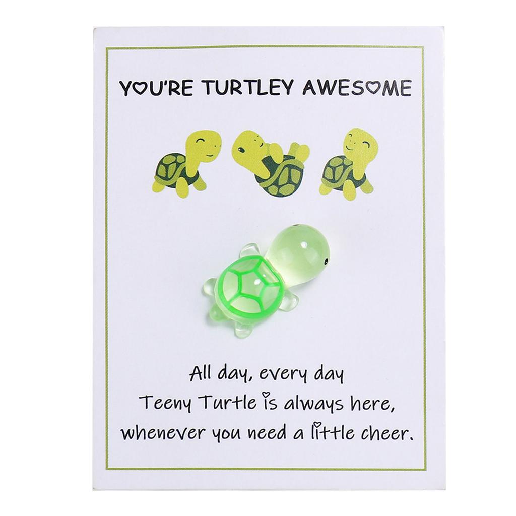 Mini Tortoise Toy Pocket Hug Turtle Card Emotional Support Sea Turtle Ornament with Greeting Card Keepsake Gift