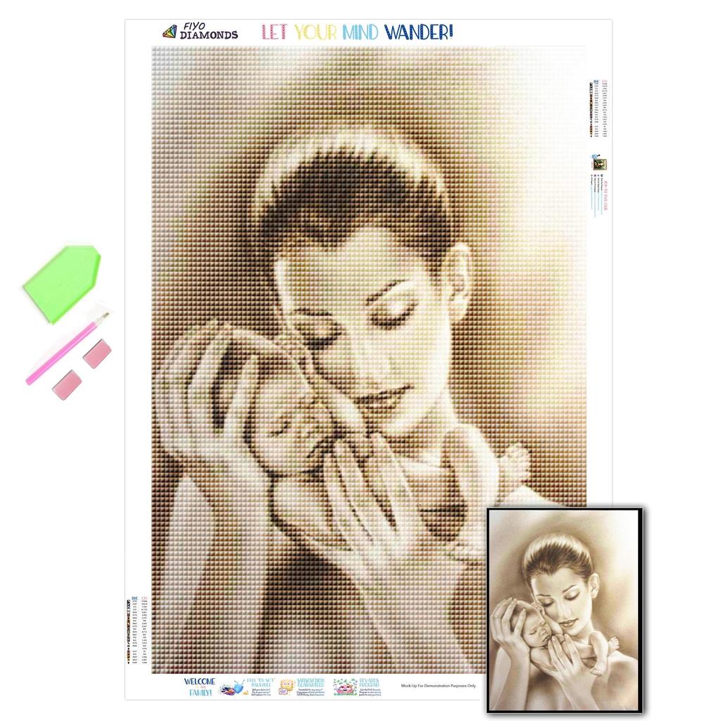 Diamantové vyšívání po celém rádiusu Novorozenec matky 5D DIY diamantová malba Ručně vyráběný dárek výšivka Domácí dekorace