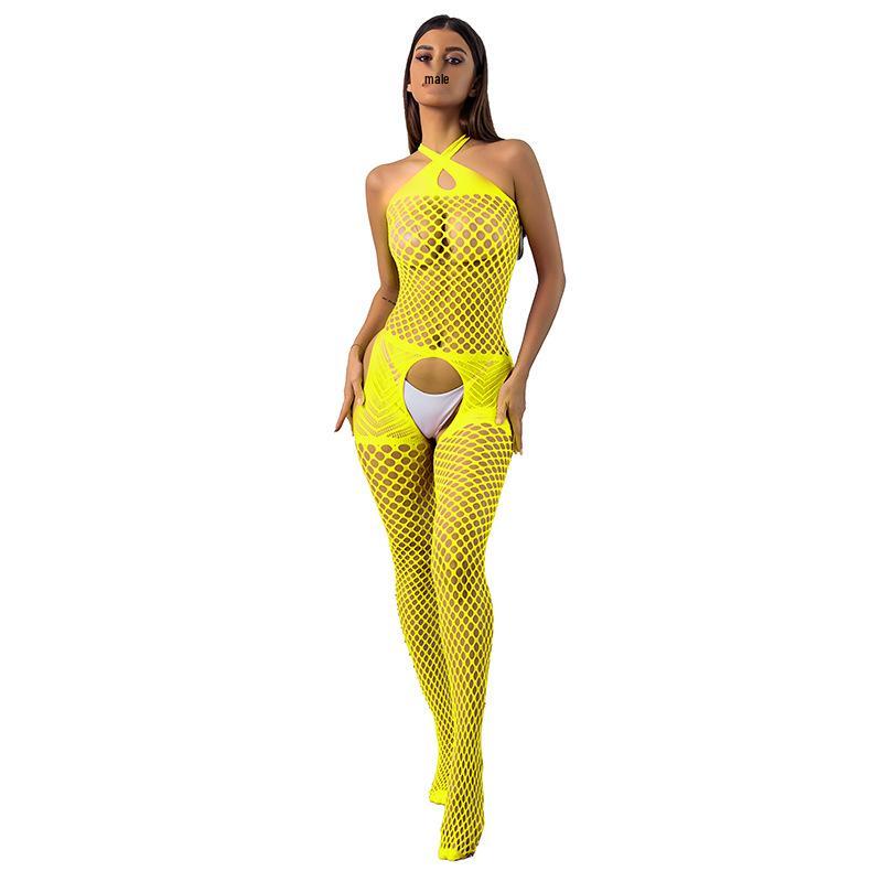 Sexy Mesh Cross Halter Bodysuit: Open Crotch, Erotic Sleepwear, Passionate Lingerie