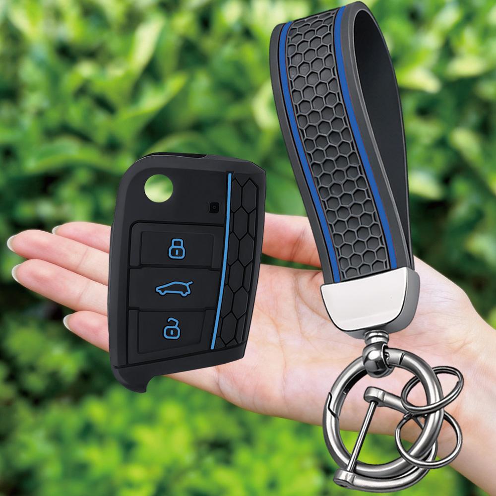 Car Silicone Key Case Cover for VW Volkswagen Golf 7 MK7 Tiguan MK2 T-roc T-cross Skoda Octavia Kodiaq Karoq Seat Ateca Leon Fob