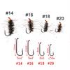 Bimoo 6PCS/Pack Dry Fly Griffith's Gnat Midge Fly Trout Fly Fishing Flies Bait Size 14 16 18 20