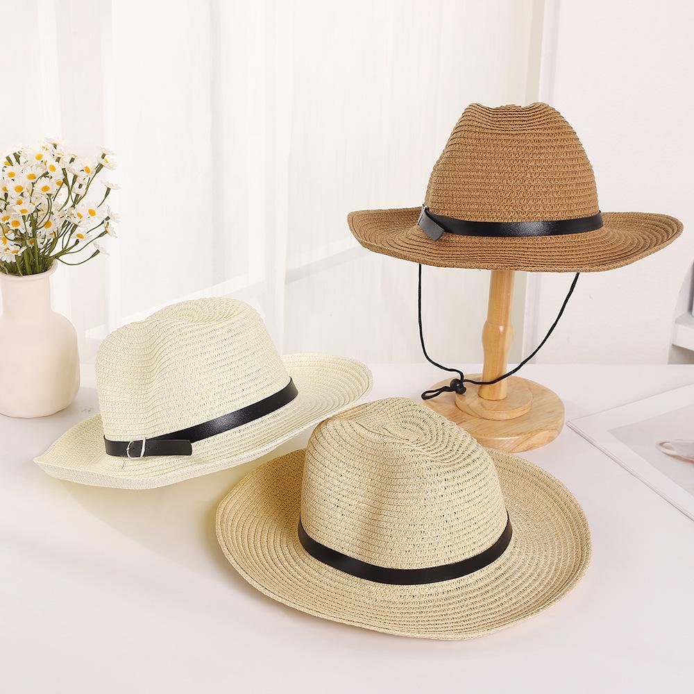 Western cowboy wide-brimmed straw hat, summer beach and beach sun protection, foldable outdoor hiking sun hat