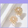 Elegant Pearl And Rhinestone Flower Scarf Ring Chic Alloy Jewelry For Women