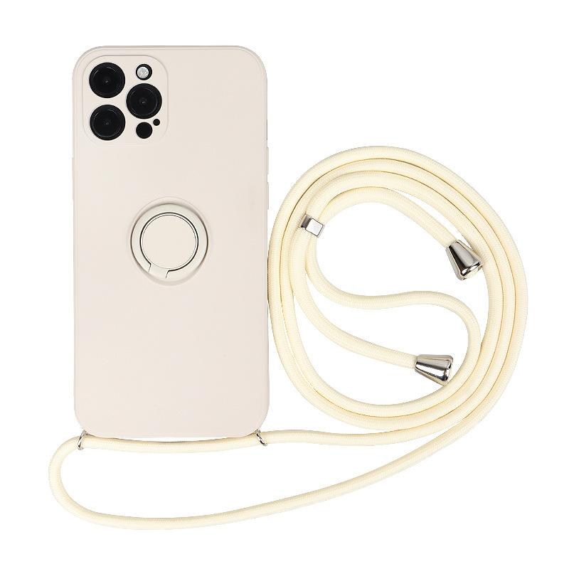 Liquid Frosted Magnetic Silicone Phone Case With Lanyard Crossbody Stand Protective Cover For Apple Iphone