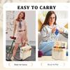Personalized Canvas Knitting Bag with Leather Name Patch Multiple Pockets Yarn Organizer with Yarn Feed Holes Large Crochet Project Tote for Mom