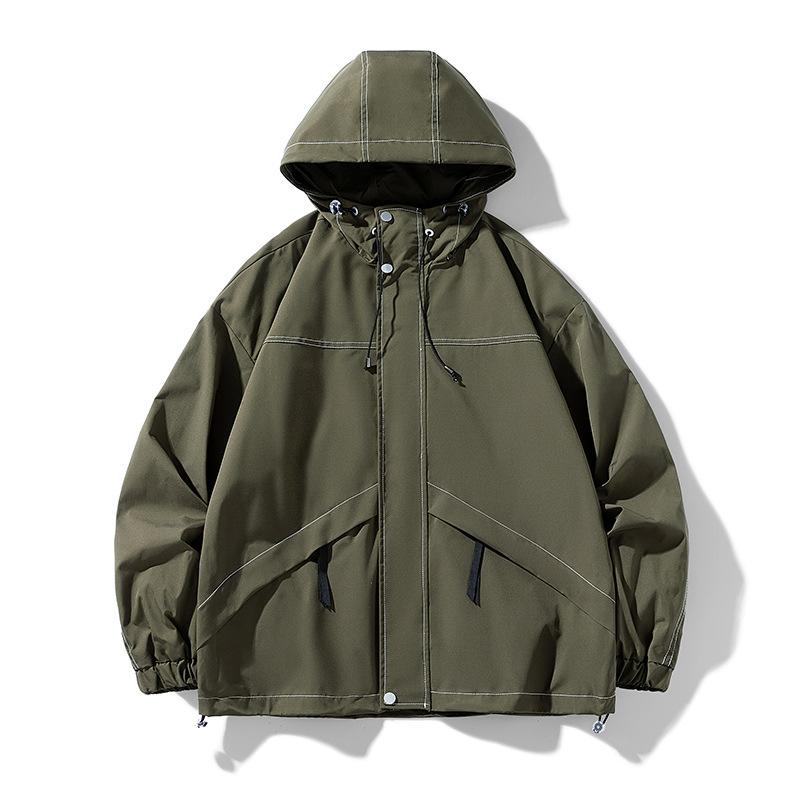 

Куртка чоловіча весняно-осіння нова чоловіча з капюшоном робочий одяг трендовий бренд трендова повсякденна куртка чоловіча однотонна куртка універсальна 4XL