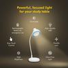 LED Table Lamp, Round and Flexible Design with 3 Grade Dimming, 6W Desk Lamp for Study with Adjustable Neck, White, ABS, Pack of 1