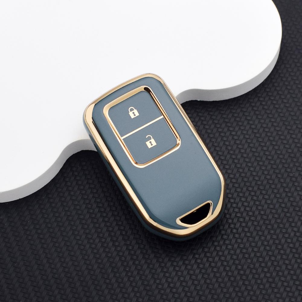 Tpu 2-Button Smart Key Cover For Honda Cr-V Hr-V Civic Accord Fit City Odyssey – Protective Key Fob Case And Key Chain Key Ring