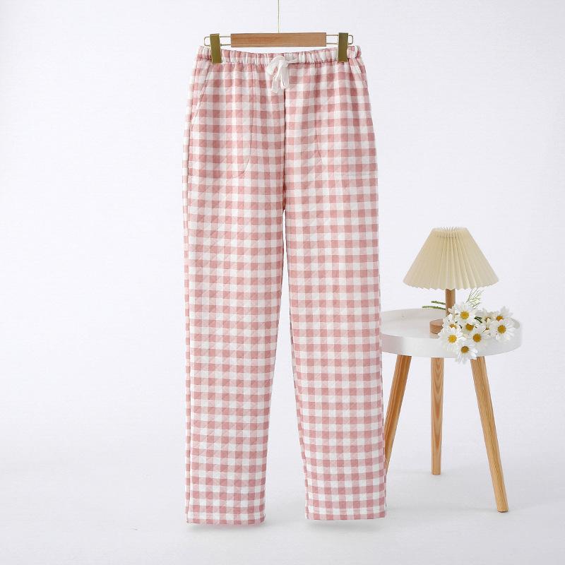 Autumn and winter, home pants couple, plaid trousers, men's pajama pants padded cotton thermal casual loose women's trousers
