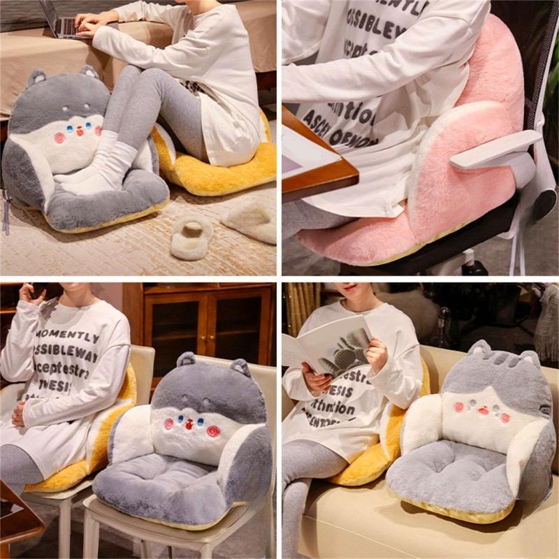 Plushes Animal Throw Pillows Bed/Sofa/Floor Backrest for Reading Gaming Watching TV Relieve Pain Lumbar Support Cushion
