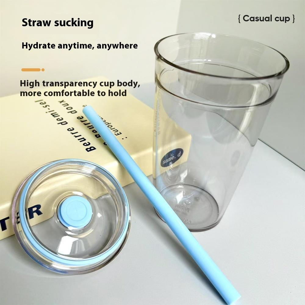 450ML Summer High-value Milk Tea Straw Plastic Cup Transparent Multi-color Thickened Coffee Cup Office Water Cup