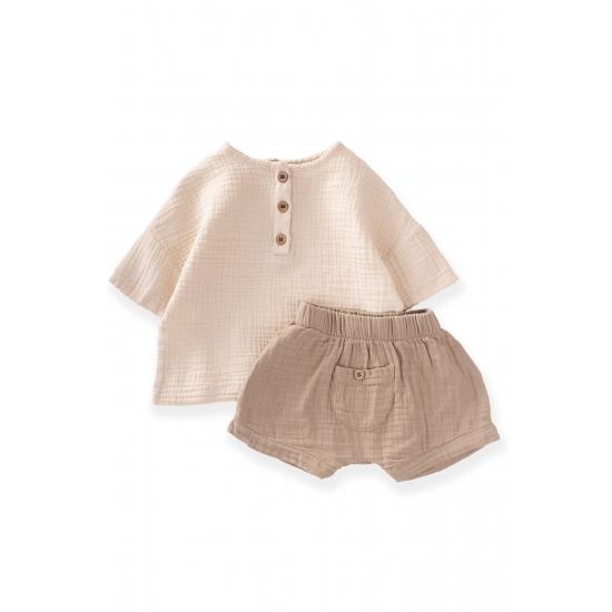 Set cămașă de muselină organică oversize 0 4 ani