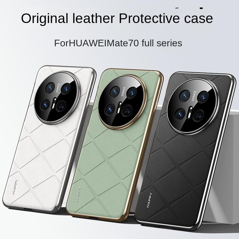 Custodia per Telefono Huawei Mate 70 RS 70 Pro 70 in Pelle Testurizzata con Lente Integrata Anti-Graffio e Anti-Impronte