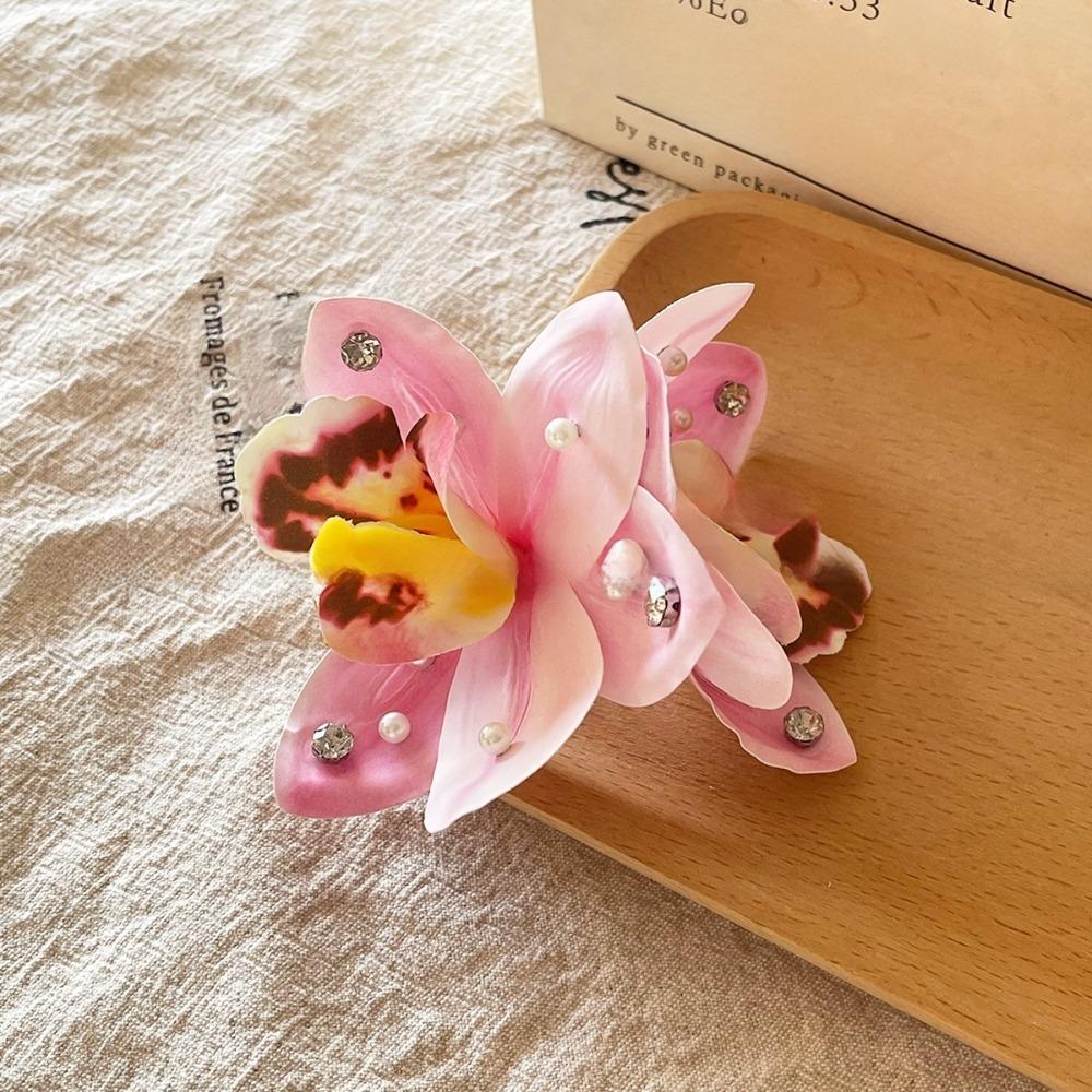 Artificial Flower Artificial Flower Hair Clips Pearl Decoration Flower Clips Hair Women Hair Decor розовый