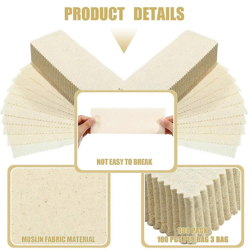 300 Pcs Natural Muslin Epilating Face Wax Strips Hair Removal Eyebrow Precut