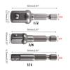 3 Pcs 1/4 3/8 1/2 Bit Drive Socket Adapter 360° Rotatable for Cordless Drill Ratchet Extension Socket Wrench Adapter Set