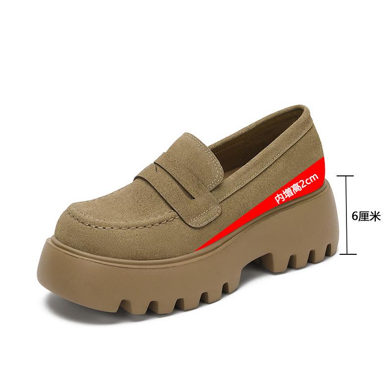 

Натуральная кожа ретро коричневая матовая кожа универсальные маленькие кожаные туфли толстая подошва увеличивающие рост одинарные туфли женские 40 хаки