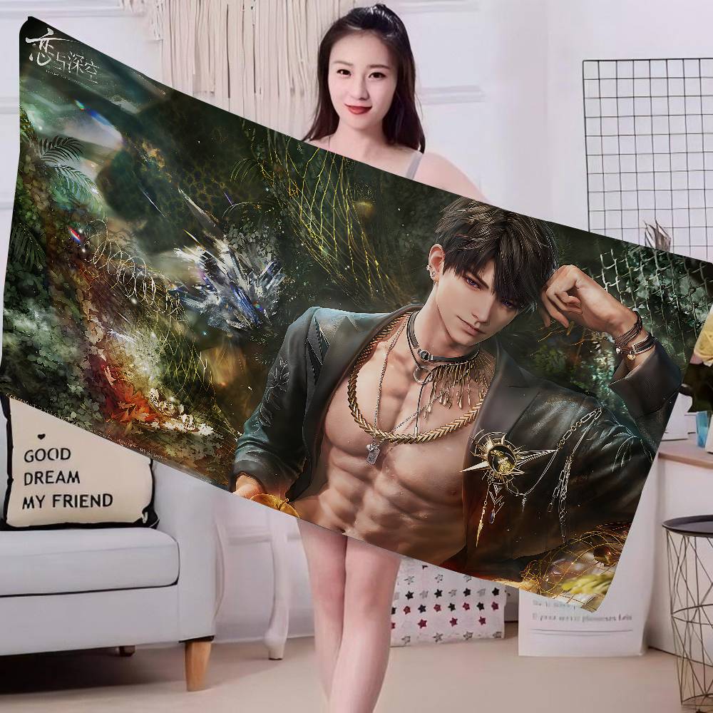 Love And Deep Space game Microfiber Printed Beach Towel Mountain Climbing Yoga Beach Swimming Running Absorbent Soft Towel