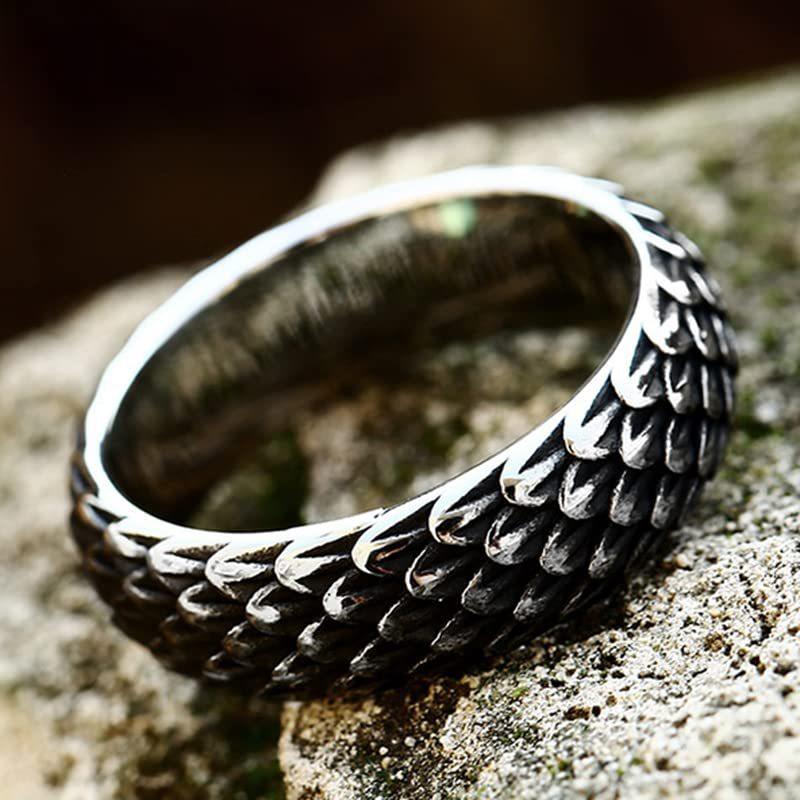 Retro Domineering Dragon Scale Ring for Men, European and American Simple Punk Ring, Fashionable and Versatile