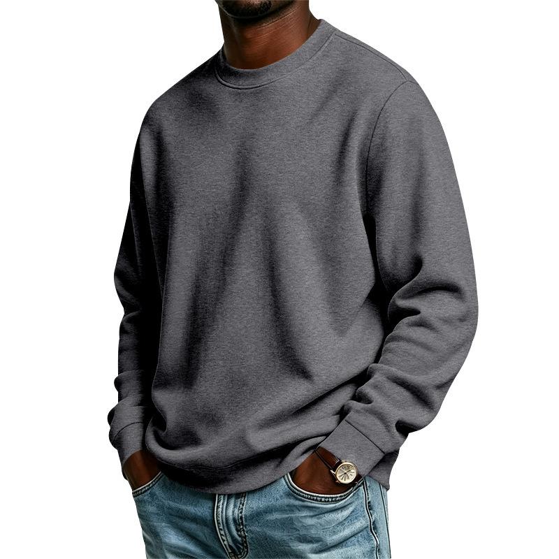Men S Loose Solid Color Crew Neck Long Sleeve Plus Size Sweatshirt
