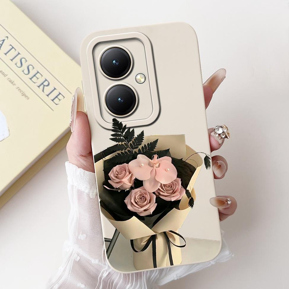 For Xiaomi Poco M6 5G Case Cover Silicone Luxury Fashion Flowers Kawaii Cute Cat Shockproof Phone Case 23128PC33I