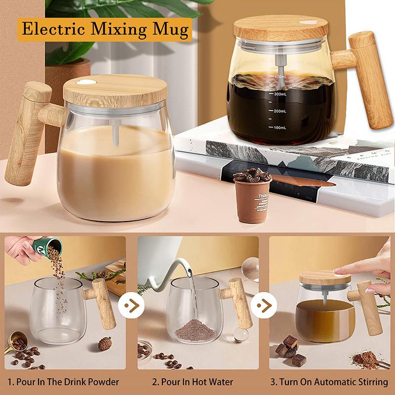 400ML Fully Automatic Coffee Stirring Cup Portable Electric Stirring Cup Office Glass Cup Milk Cocoa Self-Stirring Coffee Mug