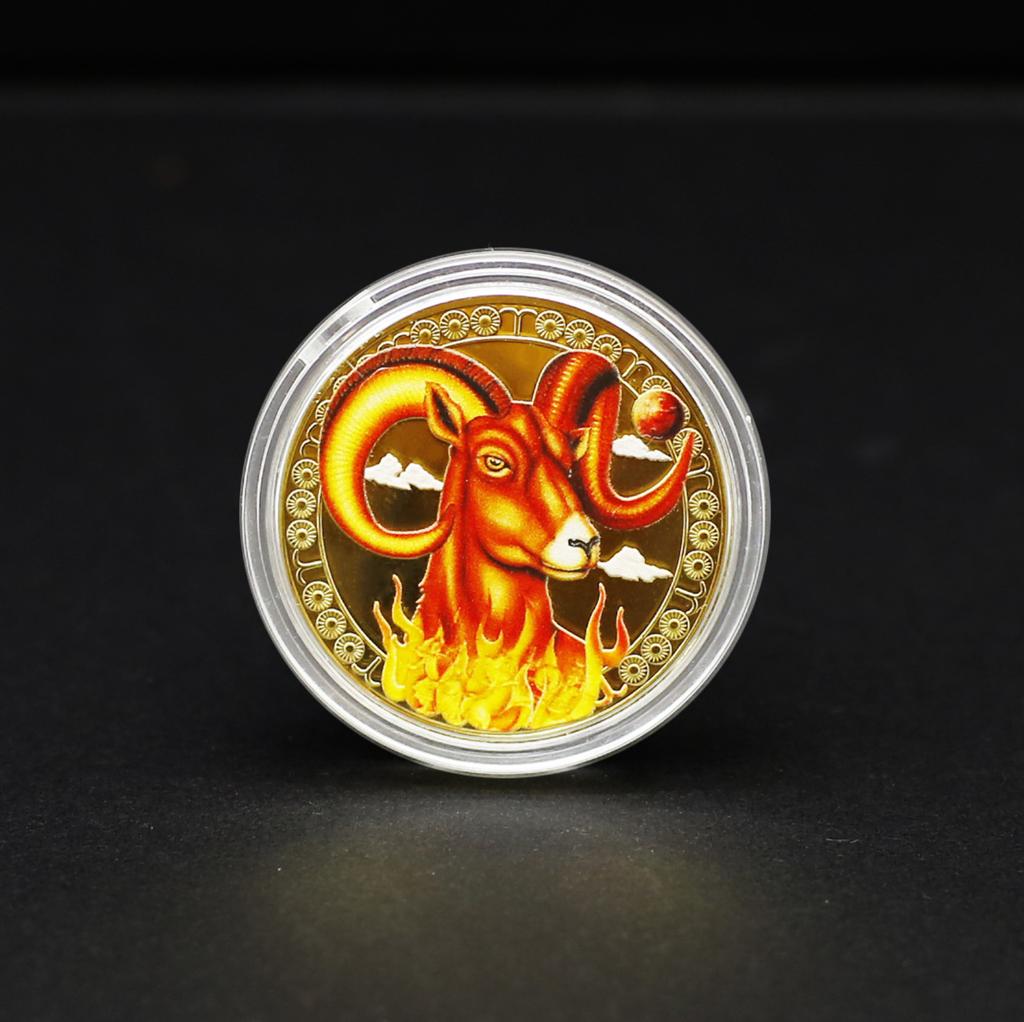 12 Signs Commemorative Medals Gold-Tone 12 Signs Collectible Wishing Commemorative