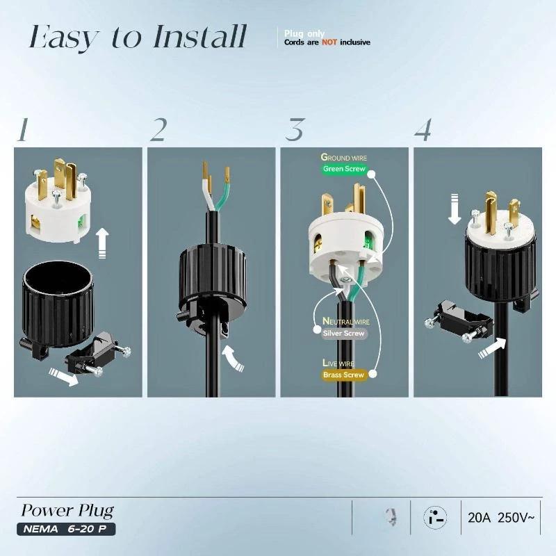 1Pcs America Nema L6-15P 6-15R Us Wire Industry Extension Power Connector L5-15P 5-20P 6-20P Assembly Locked Plug Socket 15A 20A