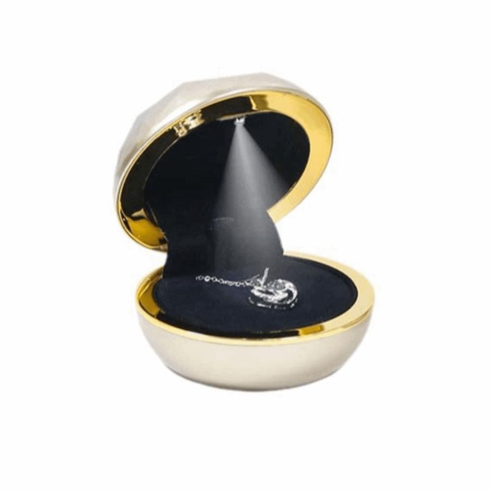 Luxury LED Ring Display Box Storage Couple Rings Holder Portable Necklace Ring Case  for Wedding