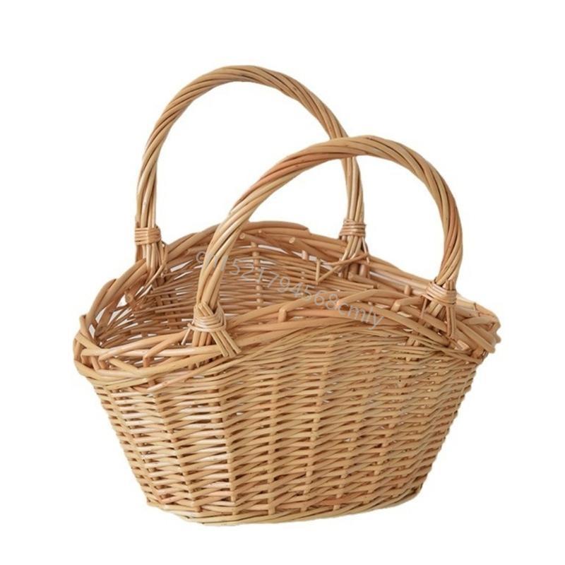 Traditional Wicker Basket Offering Durability And For Everyday Use In Shopping And Outdoor Activities 6XDE
