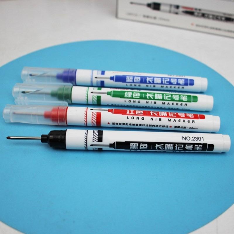 10Pcs Deep Hole Marker Pen 20mm Long Tip Marker Carpenter Marker Waterproof Drill Hole Marker Woodworking Mark Tool
