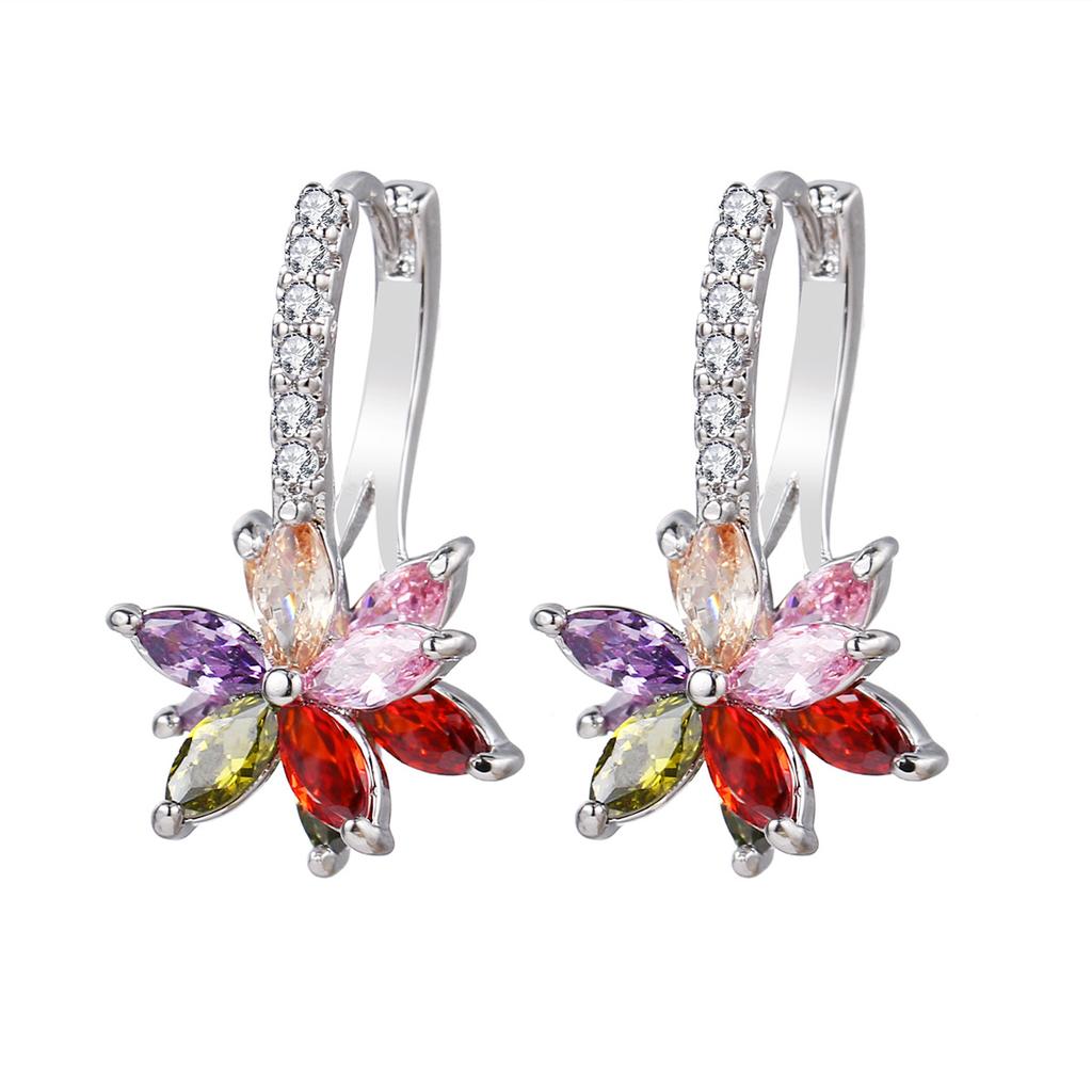 Colorful Cubic Zirconia Long Drop Earrings, Luxury Geometric Crystal Earrings, Elegant Evening Party Jewelry Gift