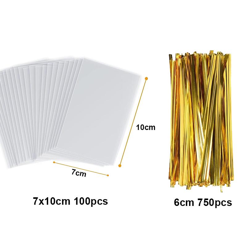 50/100 peças de sacos de celofane transparentes, sacos plásticos opp transparentes, pirulitos de doces, biscoitos, sacos de embrulho para presente, suprimentos de panificação para lembrancinhas de festa