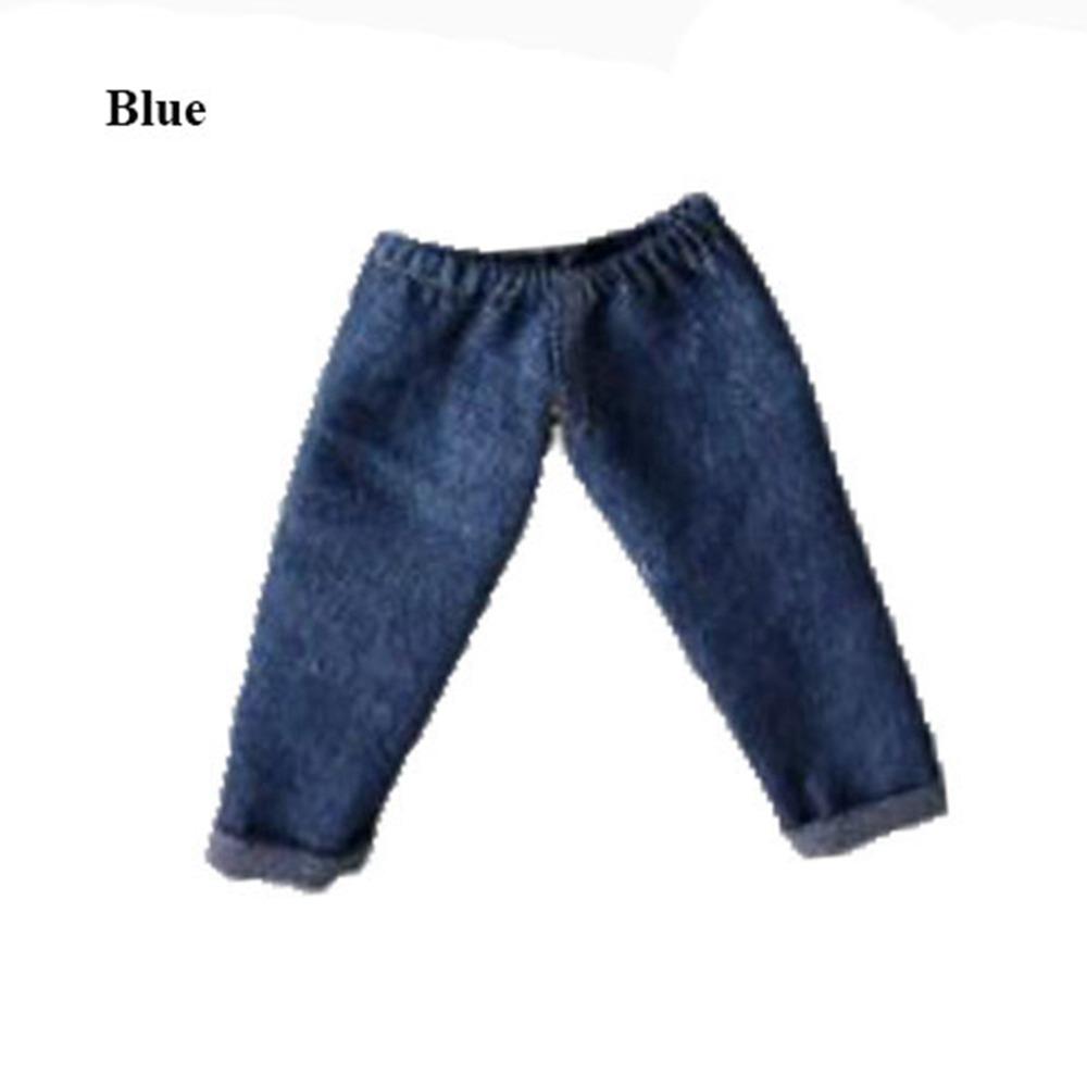 Handmake Jeans Pants Casual Wear Cute Trousers Flip Up Denim Pants for Blythe ob24 Dolls