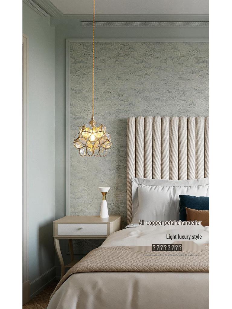 Postmodern Japanese Nordic Petal Chandelier - Luxury Copper Bedroom & Living Room Lamp