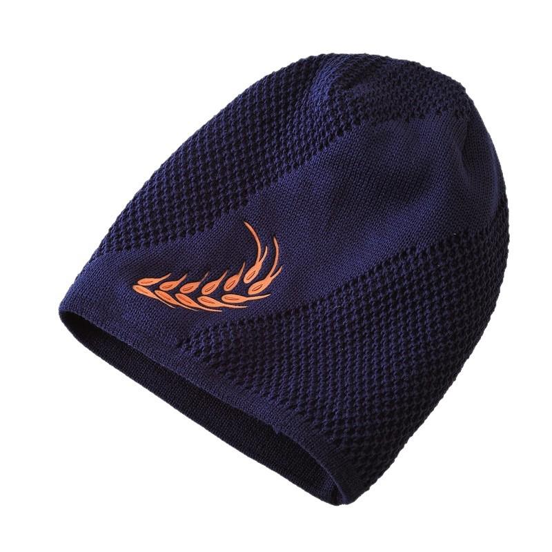 Wheat Embroidery Knitted Woolen Beanie - Warm, Cold-Proof Hat for Men & Women, Perfect for Outdoor Cycling in Autumn & Winter.