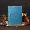 Handmade Antique Deckle Edge Paper Leather Diary, A5 Leather Diary with Blue Stone, Embossed Triple Moon, Antique Buckle Closure Journal