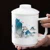 Ceramic Household Filter Tea Separation Mug with Lid Chinese Style Tea Infuser Office Large Capacity Water Mug Teacup Gift Box