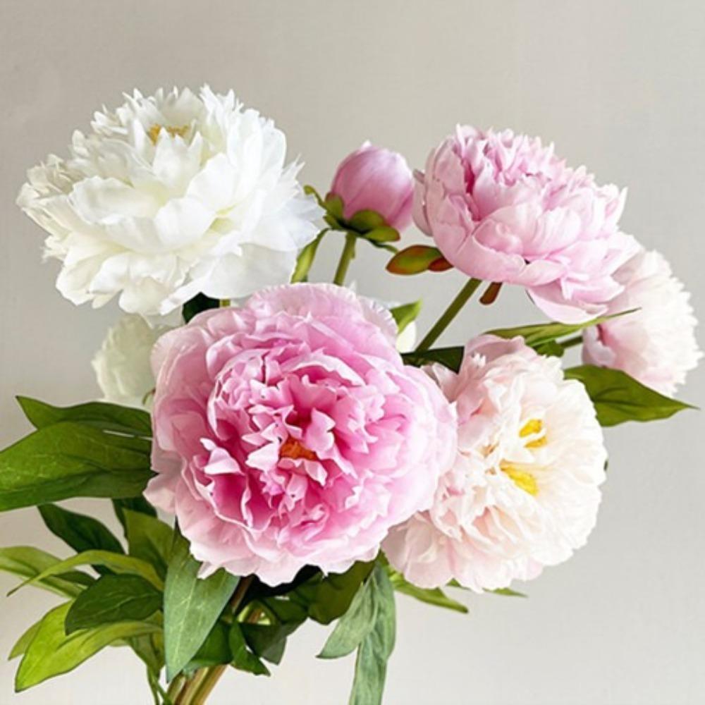 75CM Peony Silk Flowers Table Decor 3 Heads Artificial Peony Bouquet DIY Long Branch Simulation Flowers Home Wedding Decoration