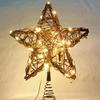 Rattan Star LED Tree Topper, Christmas Tree Topper Decoration, Battery Operated 3 AA Batteries Not Included, Metal Spiral Wire