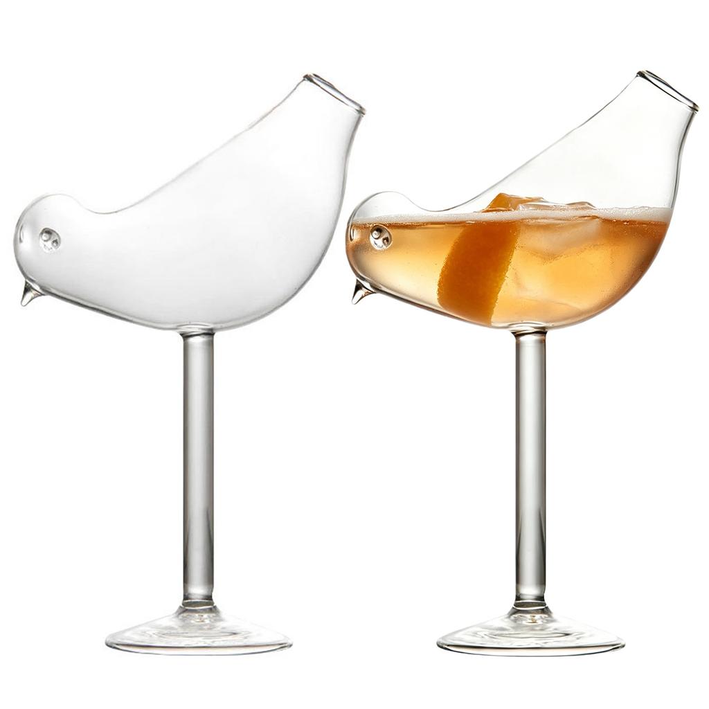 150ml Smoked Cocktail Goblet Glasses Multi-Purpose Elegant Bird Shaped Glass Transparent Goblet Glass for Champagne Drinks Wine