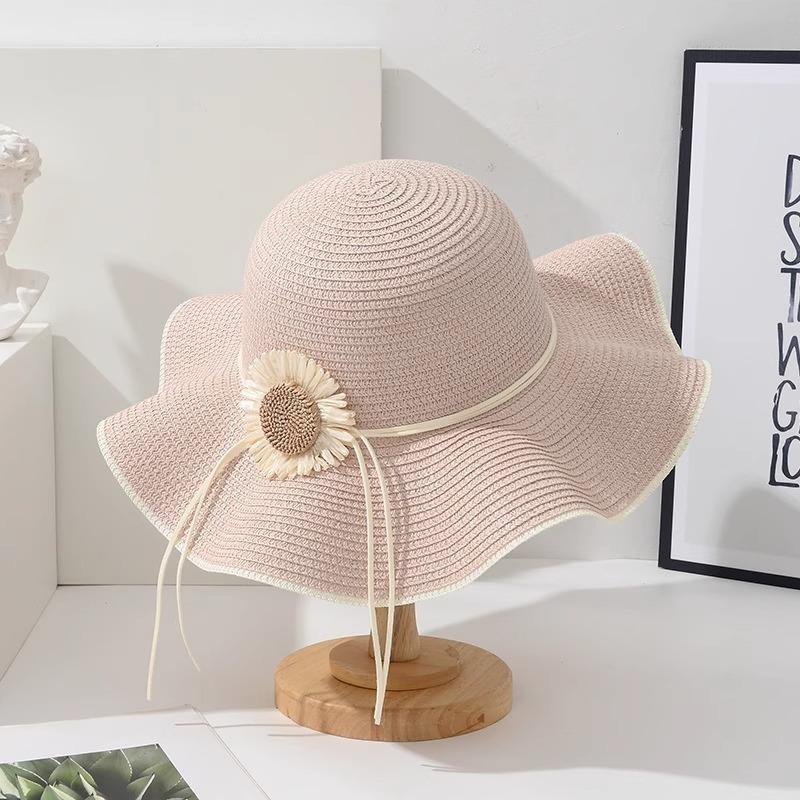 Khaki Summer Shade Straw Hat Women's Fashion Sunscreen Hat Outdoor Seaside Beach Hat Foldable Sun Hat