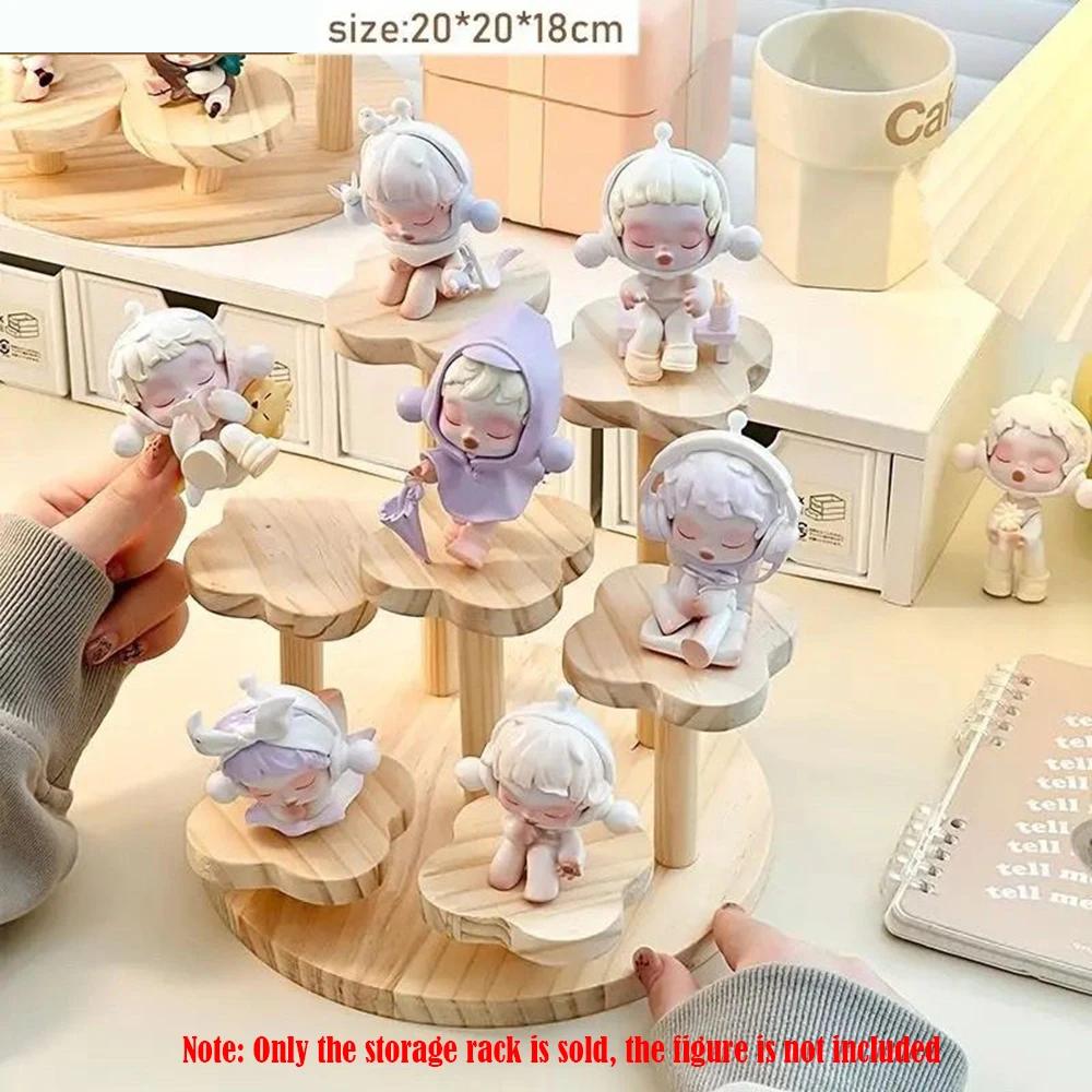 Figures Display Wooden Stand Flower Shelf Organizer Cabinet Cute Dolls Storage Rack Holders Decoration for Home Office