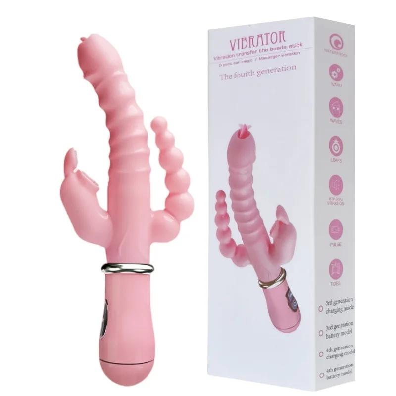 2-in-1 Licking Tongue & Vibrating Massager 12 Modes Female Clitoral G-Spot Stimulator USB Chargeable Adult Sexuality Product Toy