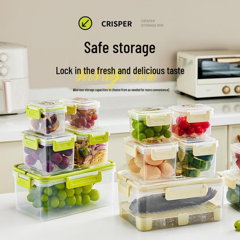 Compact Airtight Fresh-Keeping Box: Portable Refrigerator Storage, Freezable, Microwaveable, Egg Drainer, Fruit & Vegetable Organizer.