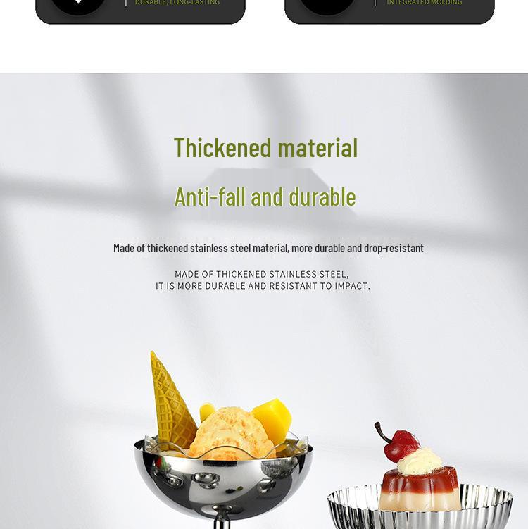 Retro nerezová dezertní miska - Styl Ins pohár na zmrzlinu a želé